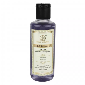 Массажное масло «Лаванда и Иланг-иланг» Кхади Натурал (Herbal Massage oil Lavender &amp; Ylang Ylang Khadi Natural), 210 мл.