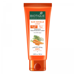 Солнцезащитный лосьон с Морковью Биотик (Sun Shield Carrot Sunscreen Ultra Protective Lotion Spf 40+ Biotique), 100 мл.